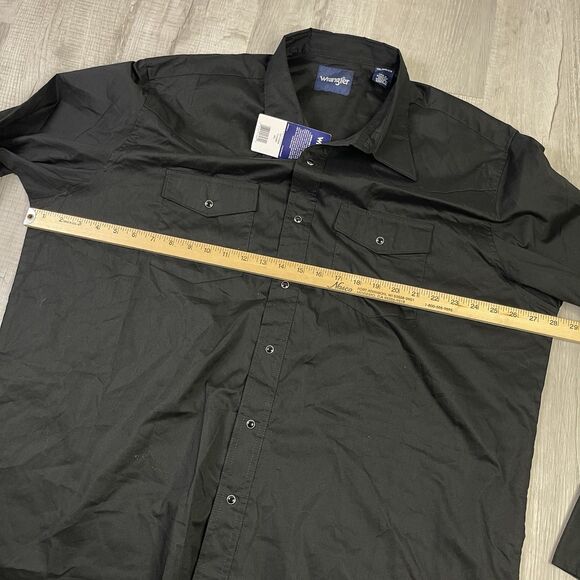 Wrangler Button Up Shirt Mens XXL 2XL Black Pearl Snap Long Sleeve Western V - Picture 7 of 8
